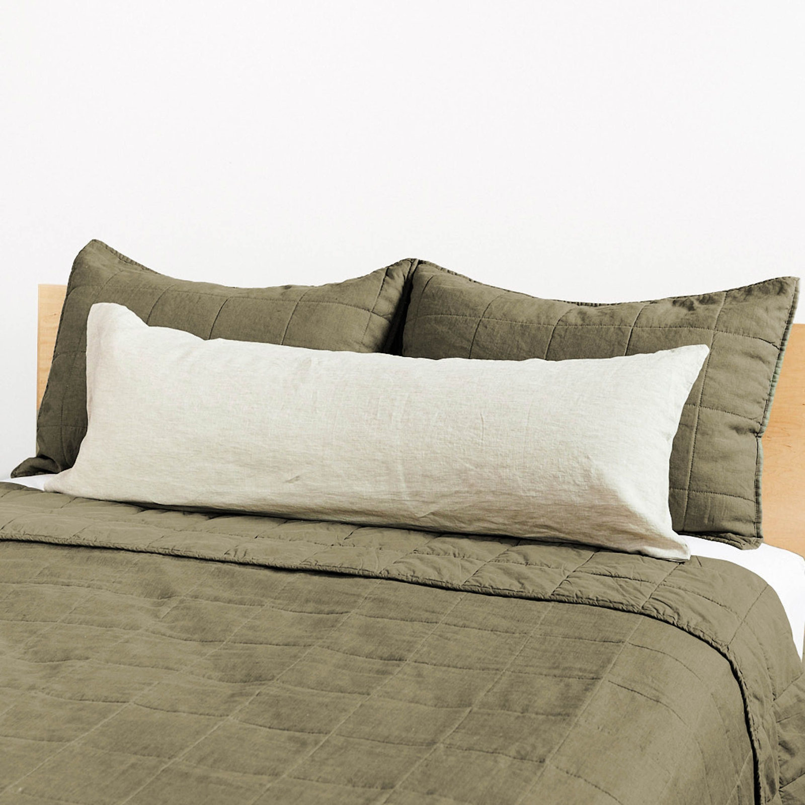 French Linen Quilt Set, Twin Quilt + 1 Standard Pillow Sham, Moss