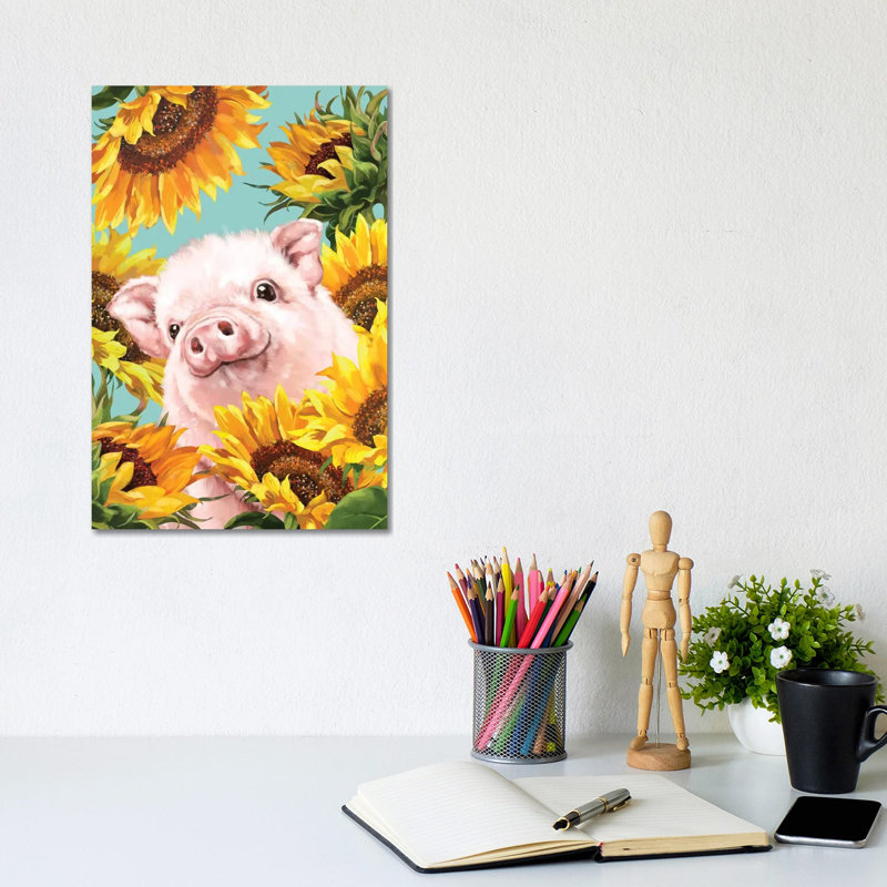 Impression d’art graphique, Pig, H 12 po x l 8 po x P 0,75 po, Toile tendue, Pas de tapis