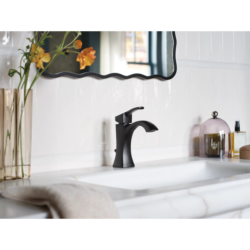Robinet de salle de bain monotrou avec drain Moen Voss, Noir mat