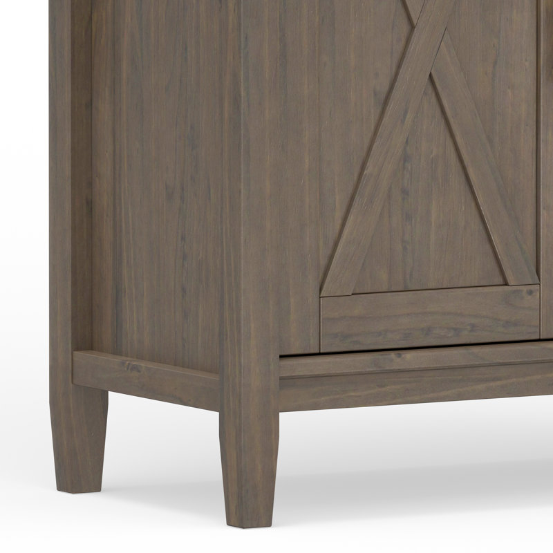 Ela Smoky Brown Solid Wood Adjustable Bookcase with Doors