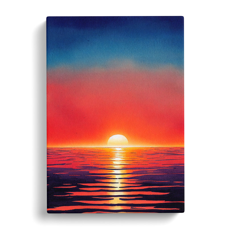 XC1022-627X An Ocean Sunset Watercolour No.7 - Wrapped Canvas Print, 76cm H x 50cm W x 3cm D