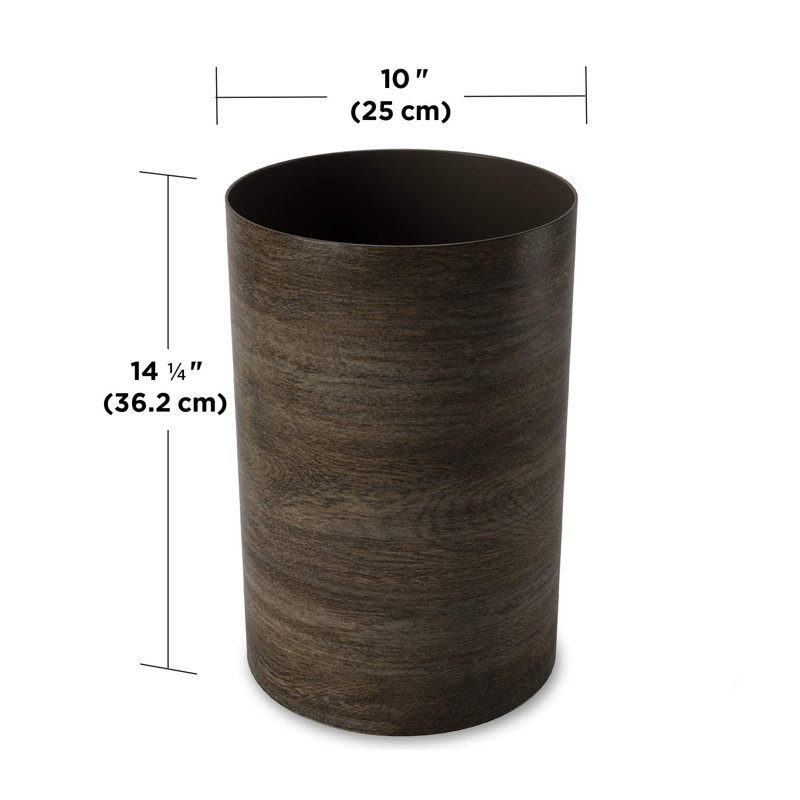 Barnwood Plastic Open Top Bathroom Trash Can