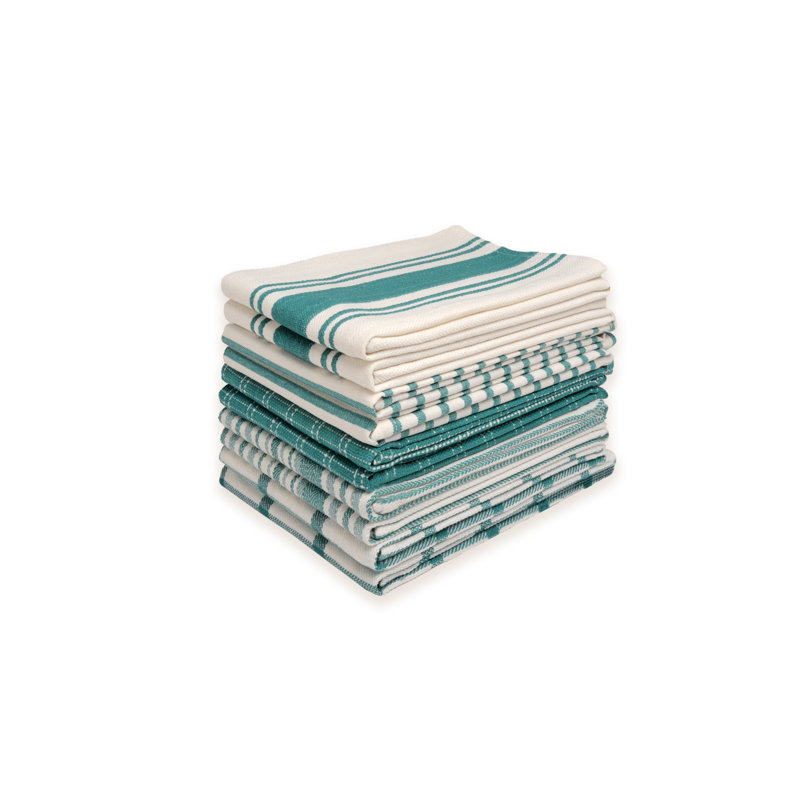 Ensemble de 10 serviettes de cuisine en coton Dan River, Bleu sarcelle