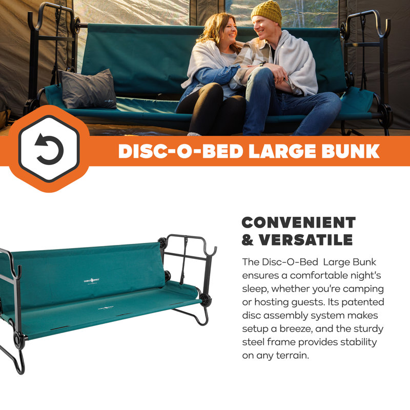 Lit superposé de camping portatif pour 2 personnes Disc-O-Bed, vert, Vert