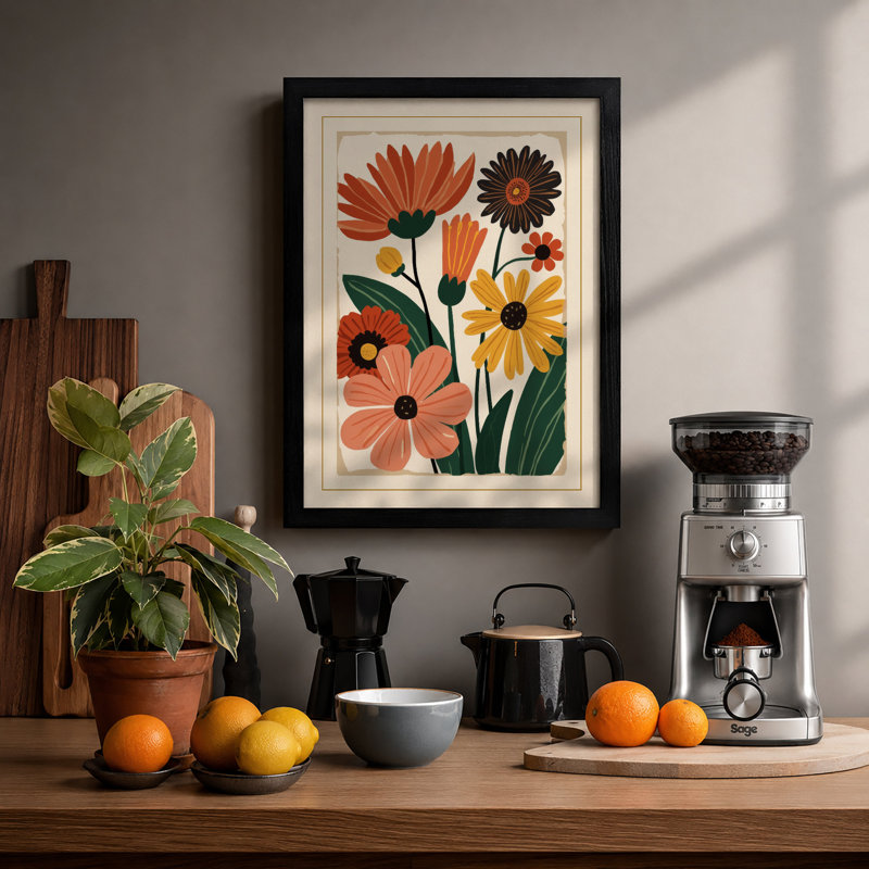 Stylized Arrangement Botanical - Framed Print, Black, A3 - 42.0 x 29.7 cm