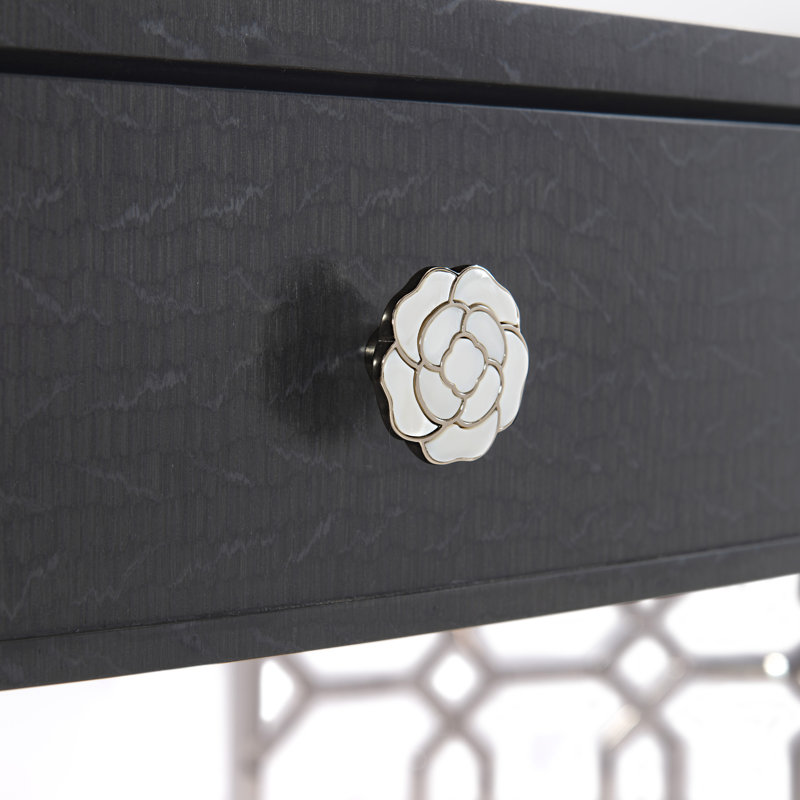 Black Wood Transitional Writing Desk with Drawer