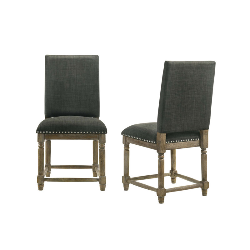 Ensemble de 2 chaises de salle à manger en tissu avec garniture cloutée Ettore