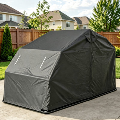 Abri pour moto avec serrure de sécurité, carport robuste pour moto avec 2 fenêtres latérales