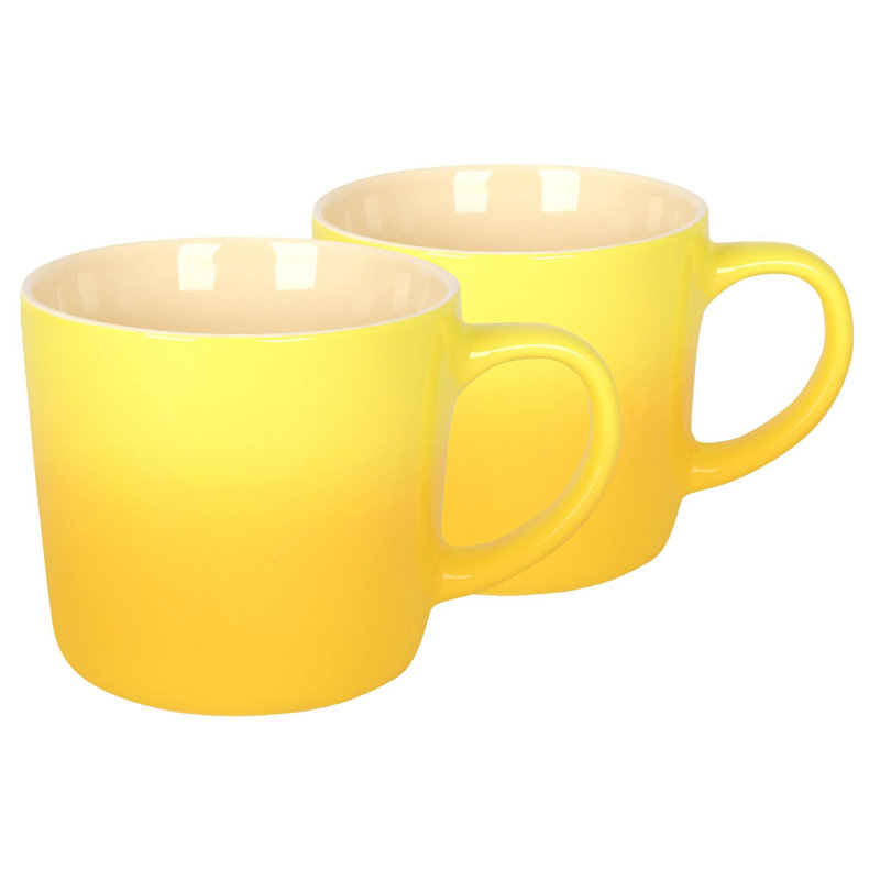 Argon Tableware - Ombre Coffee Mug - Glazed New Bone China Drinking Cup, 2, Yellow