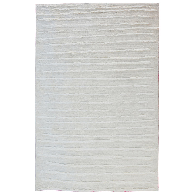 Wool Area Rug in White, Rectangle 9' x 12'