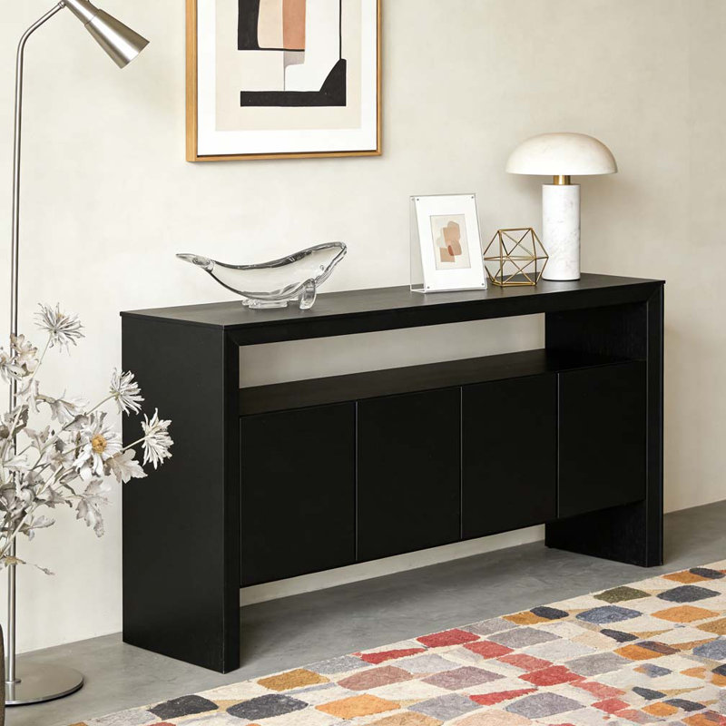 Buffet 60 po 4 portes, Noir