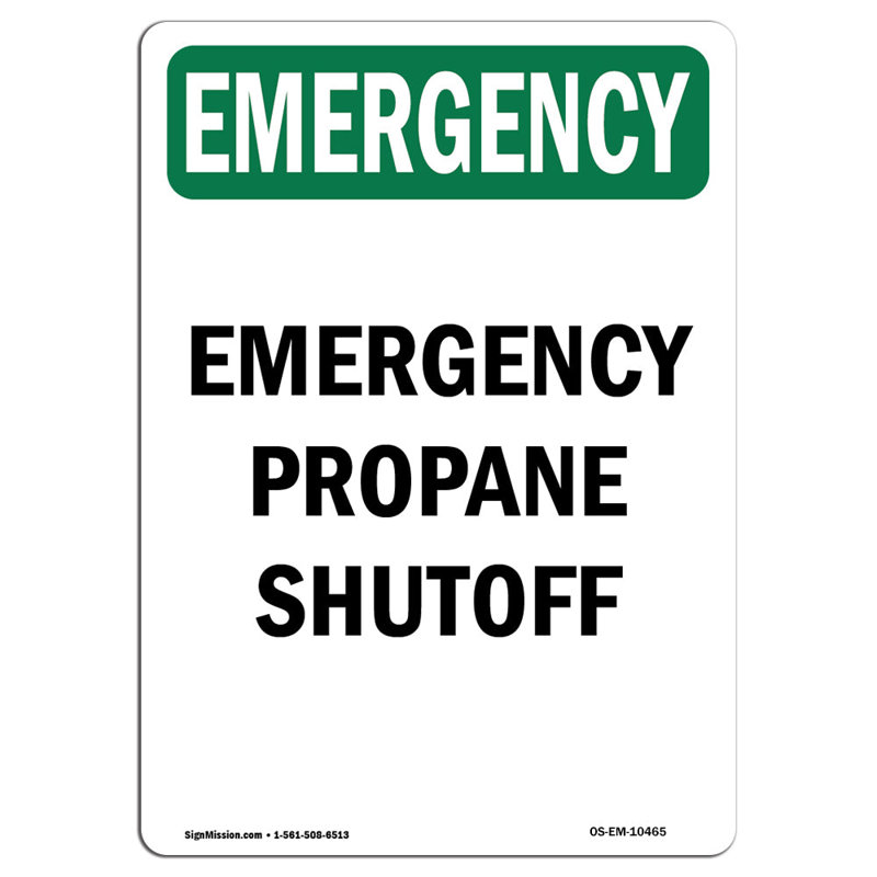 Panneau d'arrêt d'urgence au propane OSHA, 18" H x 12" W x 0.1" D