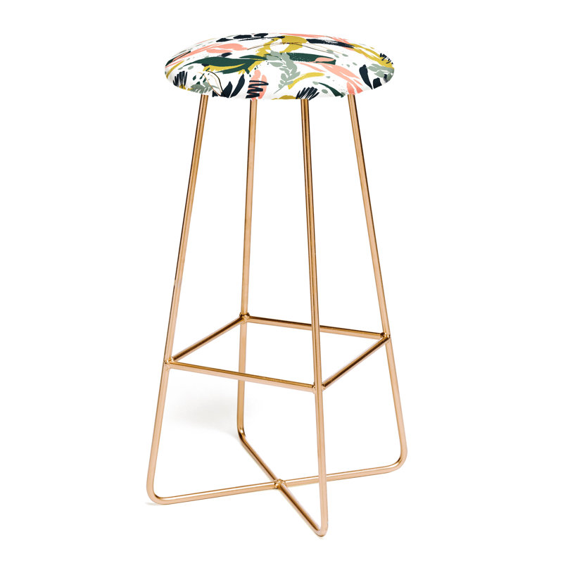 Upholstered Counter Stool with Metal Frame