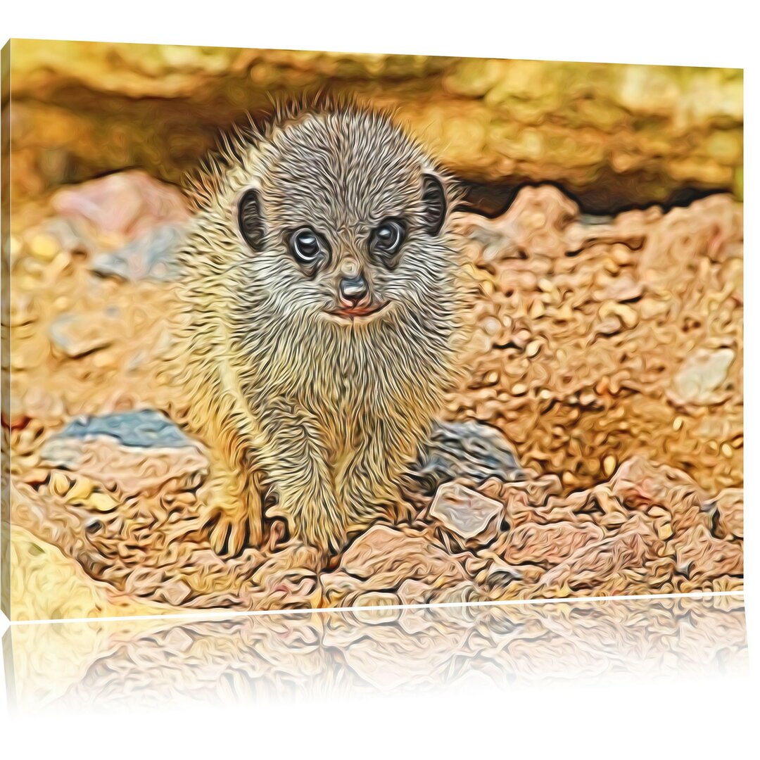 Leinwandbild Erdmännchen zwischen Steinen