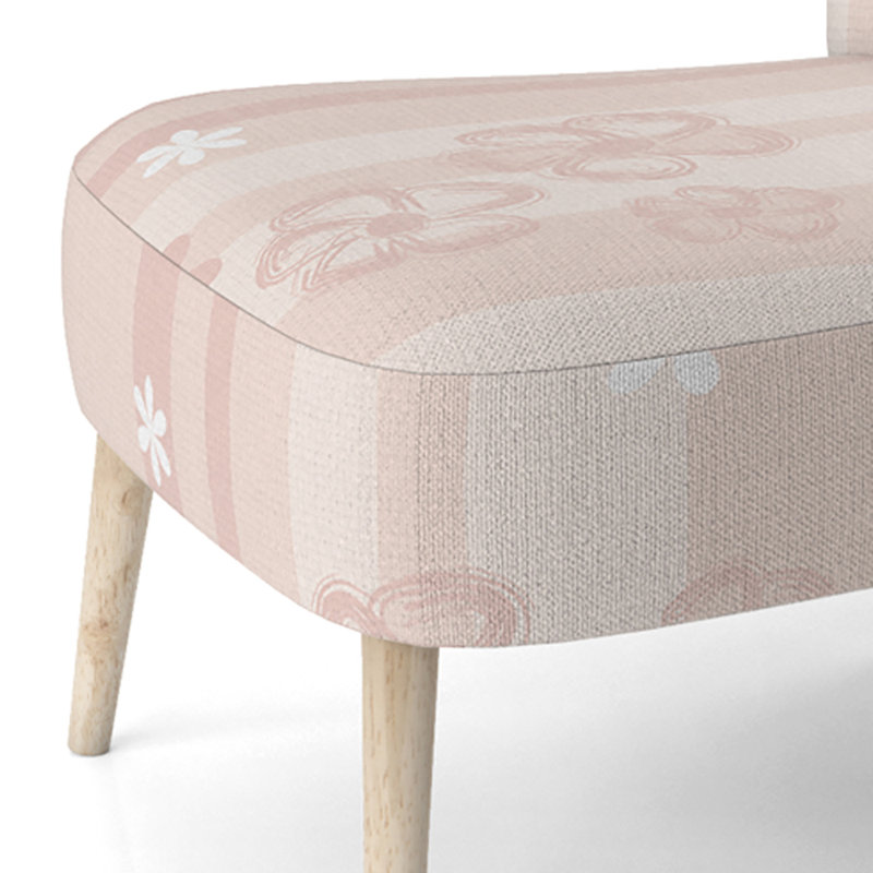 White And Peach Striped Pattern - Velvet Upholstered Patterned Accent Side Chair