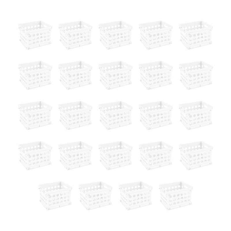 Stackable Mini Storage Plastic Crate, White