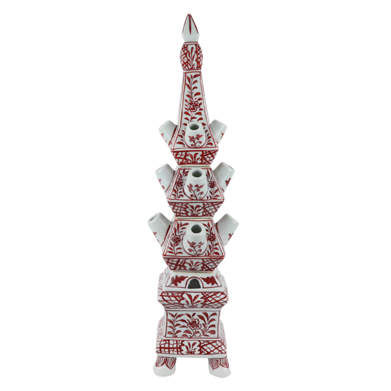 Red White Original Tulipiere, 32" H x 4" W x 4" D