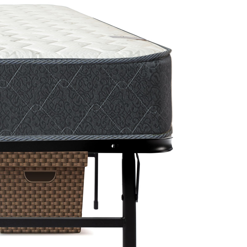 Huckle 9" Motion Isolating Innerspring Medium Firm Hybrid Mattress w/ 14" Metal Platform Bed, Full