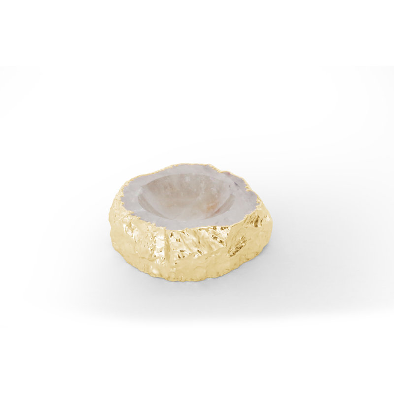 Gemstones Handmade Crystal Decorative Bowl, Gold