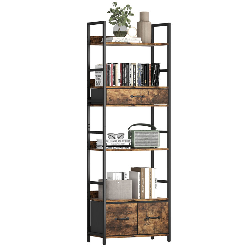 HOMCOM 6-Tier Industrial Bookcase Shelving Unit, 60x30x176, Rustic Brown