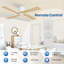 Ventilateur de plafond encastré standard à moteur à courant continu de 54 po à 4 pales en bois massif avec télécommande-446523169-446523168-446523172