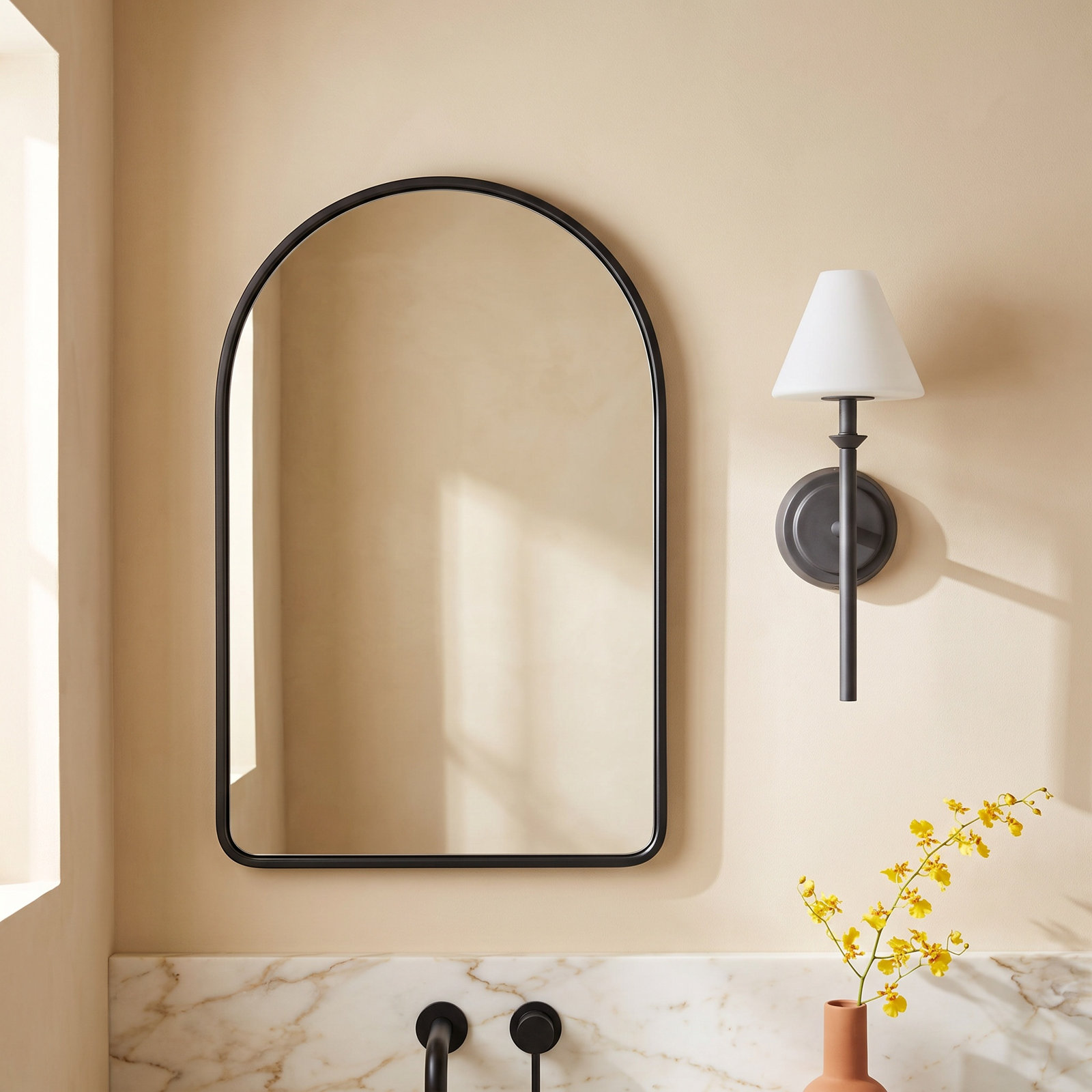 Greta Single Light Bath Sconce, Black