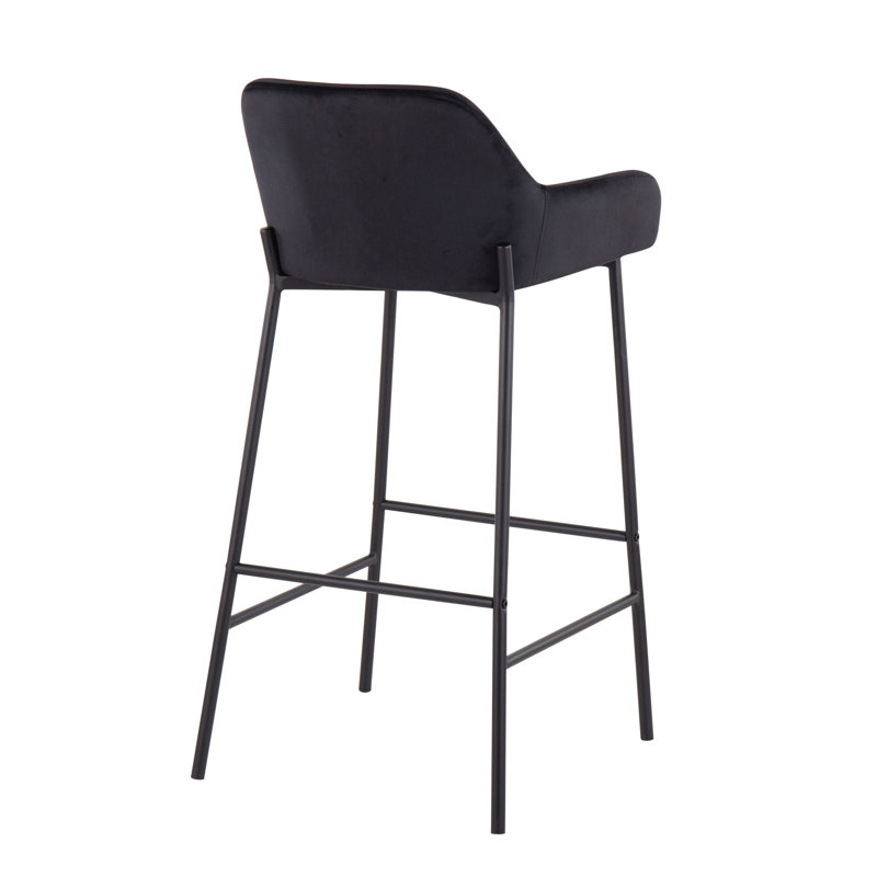 Bar Stool, Bar Stool (30” Seat Height), Black Velvet Seat/ Black Frame