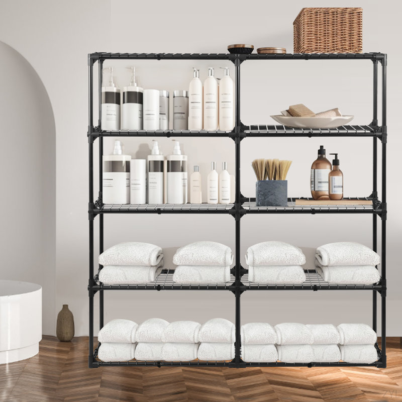 5-SHELF WIRE RACK WITH COVER (2PACK), 60" H x 57" W x 14" D