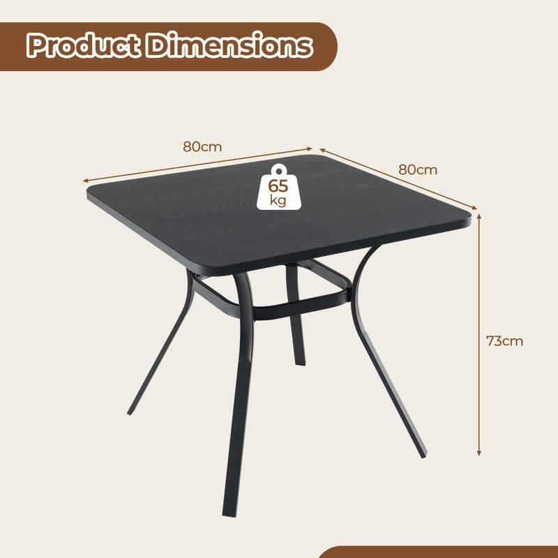 Square Metal Outdoor Dining Table , 80cm W 80cm D