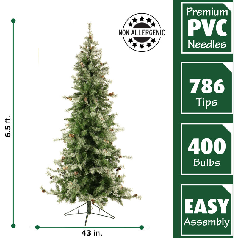 Buffalo Fir 6.5 Ft Slim Artificial Christmas Tree with Multicolor LED Lights