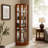 6 Shelf Lighted Corner Curio Cabinet with Adjustable Tempered Glass Shelves and Mirror Back(light bulb not included)-42117855