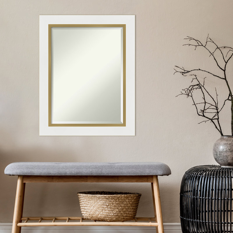 Ahraya Flat Wall Mirror, White/Gold, 29.25" x 23.25"