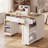 53″W Pull-Out Sewing Craft Table with Storage,Mobile Sewing Machine Desk with Drawers & Adjustable Cabinet-137905882