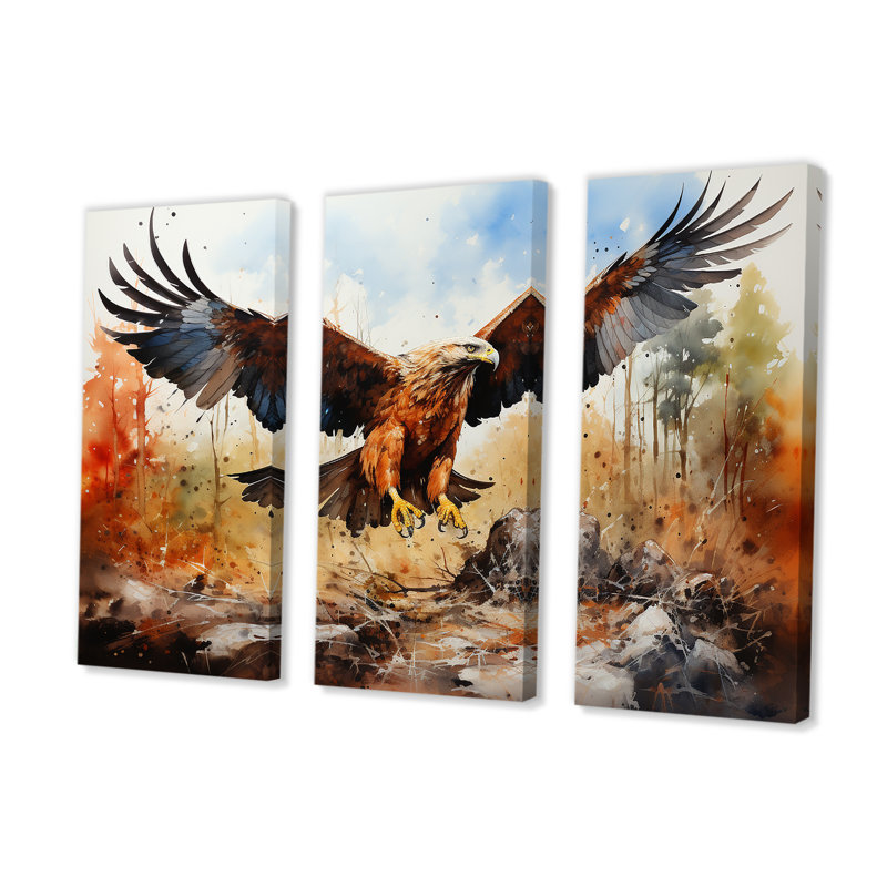 Aigle en vol - Chasse et pêche, ensemble de reproductions d'art mural, H 40 po x l 60 po