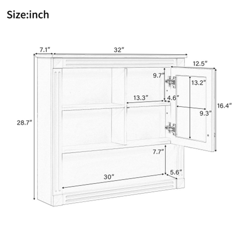 Bathroom Wall Cabinet with Mirror, Black