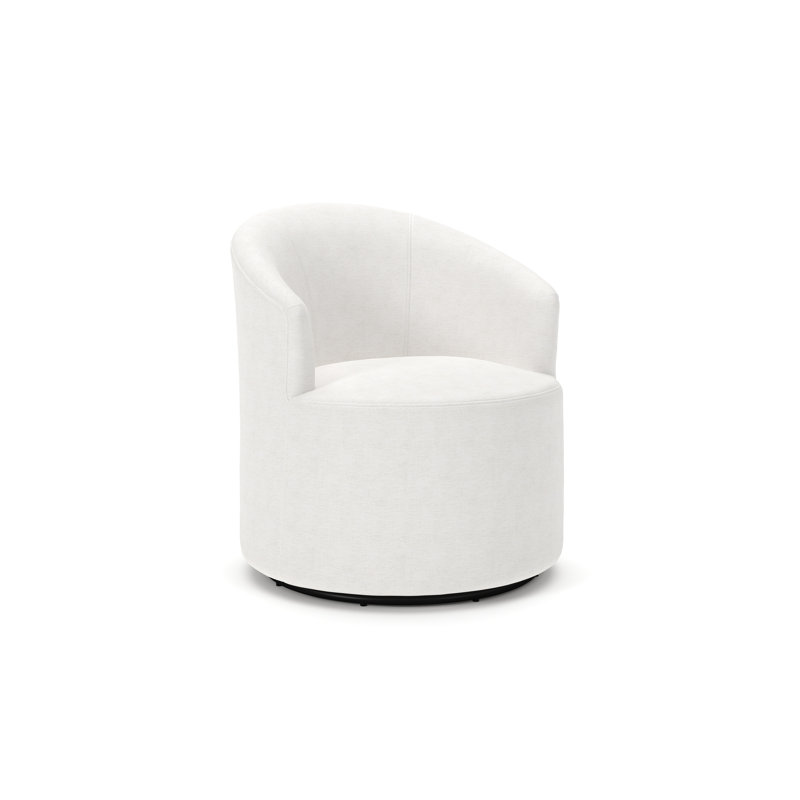 Fauteuil demi-tonneau pivotant rembourré Deryn, Chenille Crypton® neige Nomad