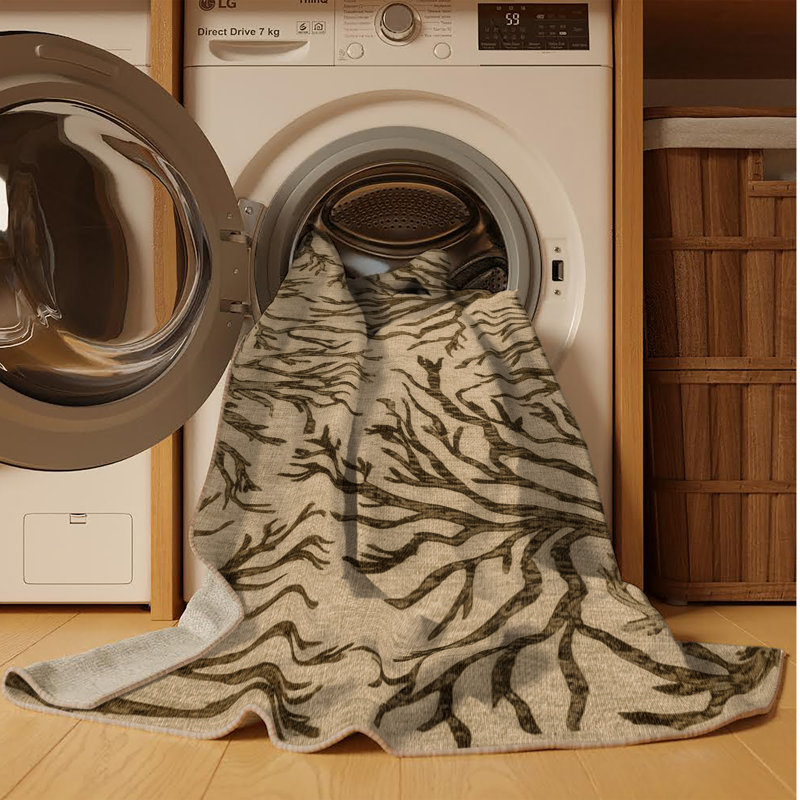 Tapis beige lavable à la machine, Tapis de couloir 2 pi x 5 pi