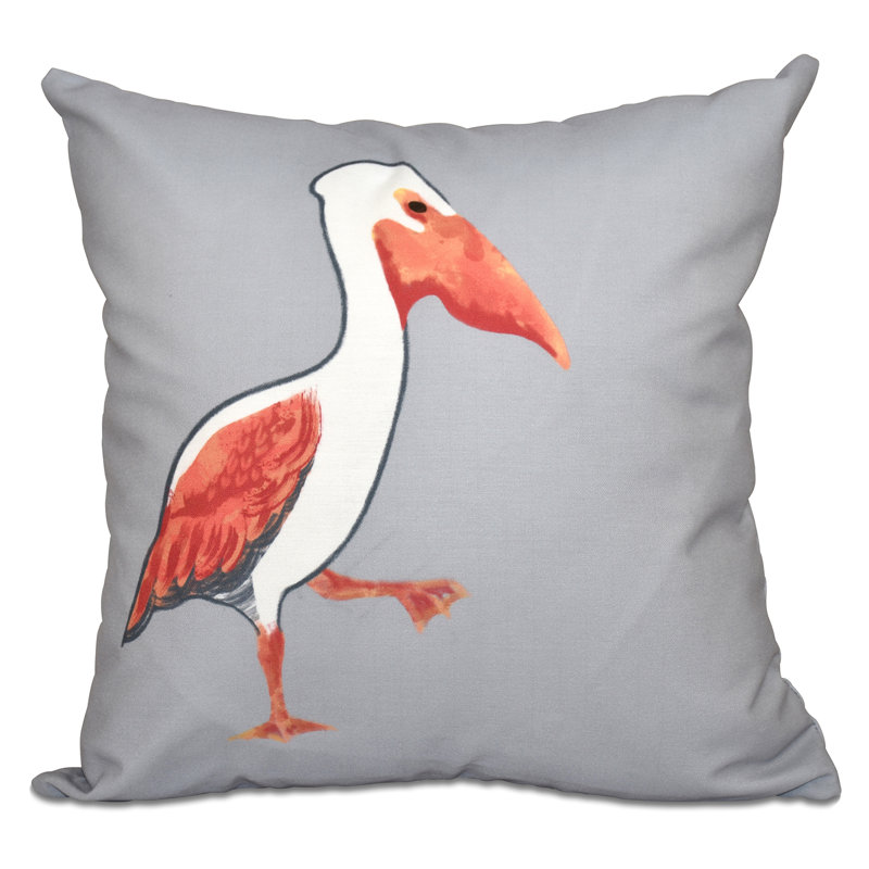 Beach Vacation Outdoor Reversible Throw Pillow, 18"x18", Gray