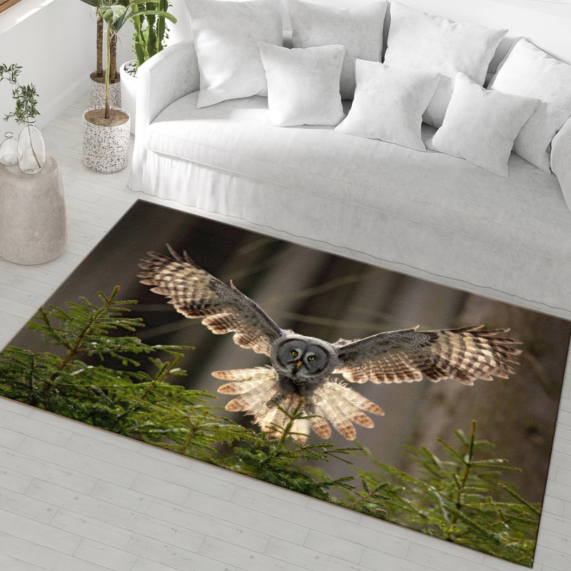 Non-Woven Thin Type Printed Rug with Intricate Floral and Geometric Pattern for Enhancing Home Decor, Rectangle 2'8" x 3'11"