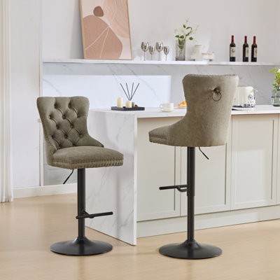 Retro PU Swivel Barstools with Adjusatble Seat Height