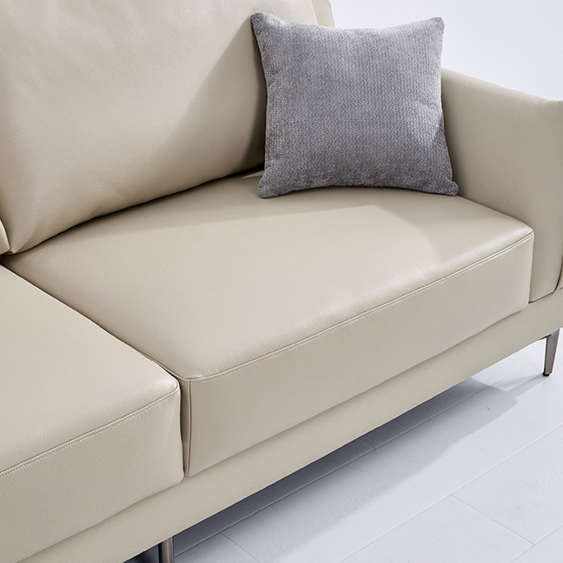 Causeuse-coussin standard en similicuir blanc crème, 33.46" H x 70.87" W x 33.46" D