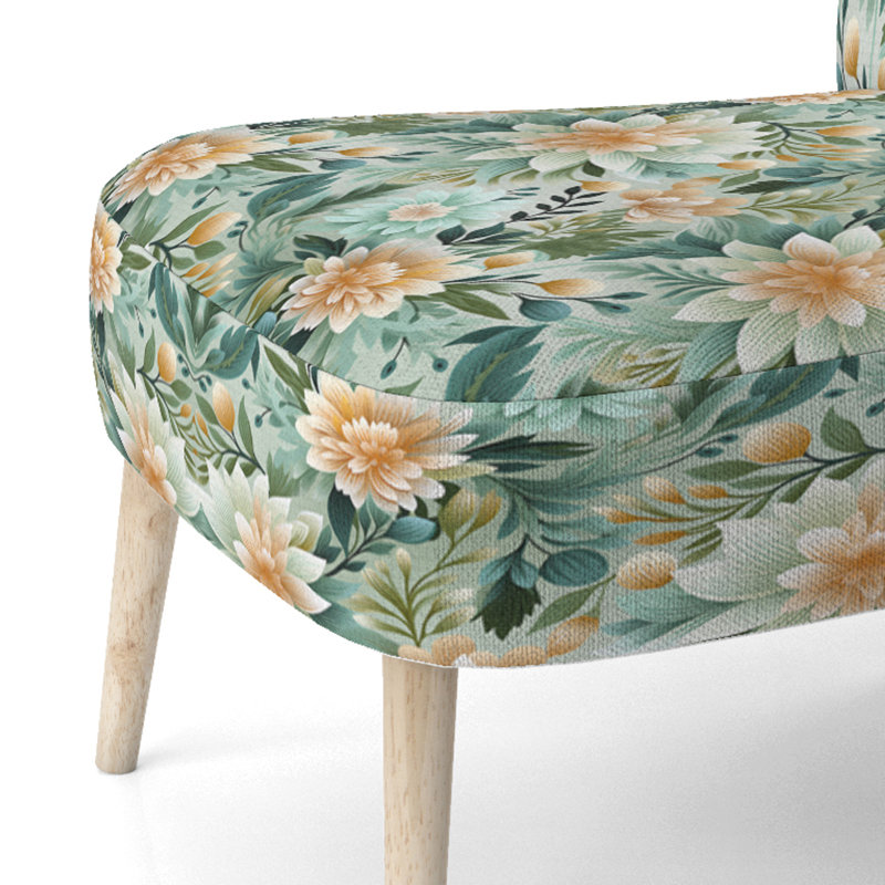 Mint Poppies Motifs - Chaise d'appoint rembourrée de style campagnard, chaise d'appoint rustique à motif floral