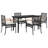 Hokku Designs 5 Piece Patio Dining Set With Cushions Beige Poly Rattan-1078165255-1078165261-1078165263