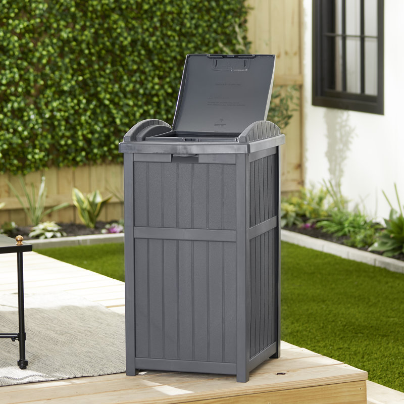 Cyberspace Gray Resin Outdoor Trash Hideaway Bin