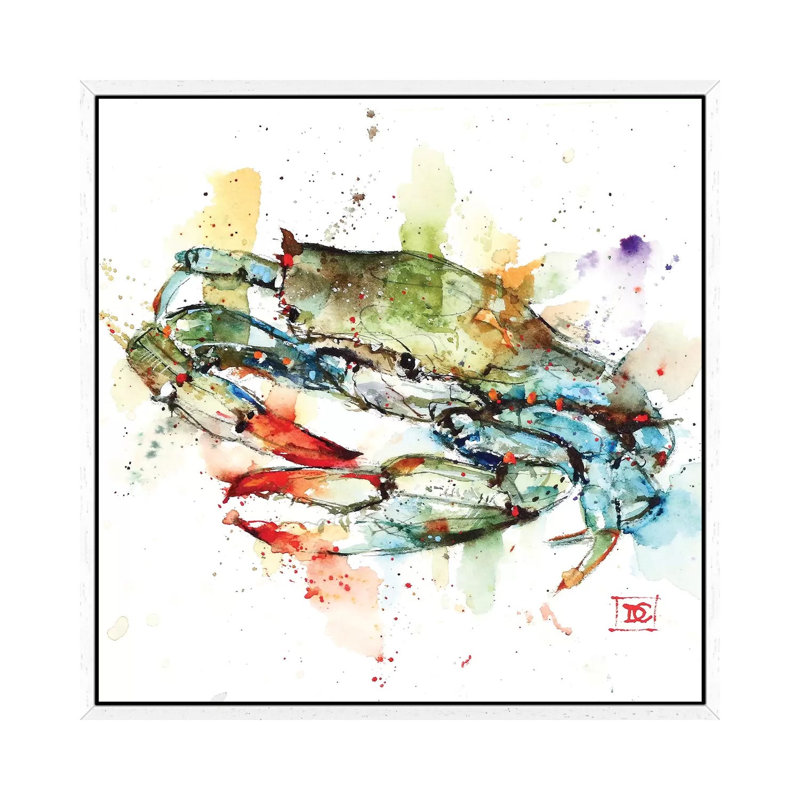Blue Crab 1 Piece Painting on Canvas, 66.04 cm H x 66.04 cm W, White Framed