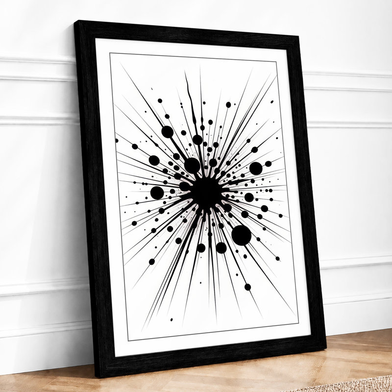 Radiant Impact Geometric - Framed Print, A4 - 29.7 x 21.0 cm, Black