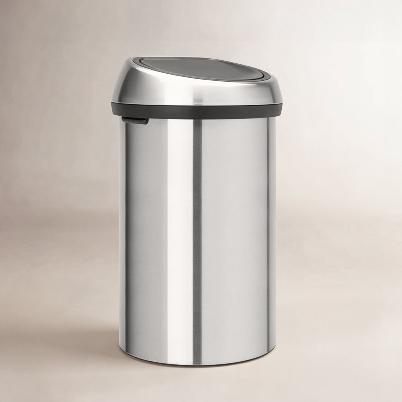 Brabantia Touch Top Trash Can 16 Gallon, Matte Steel Fingerprint Proof