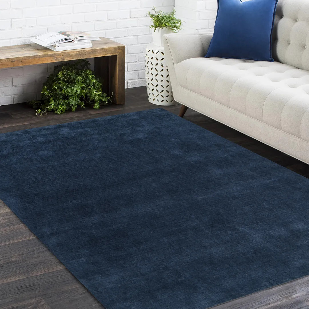 Handmade Navy Rug, Rectangle 3' x 5'