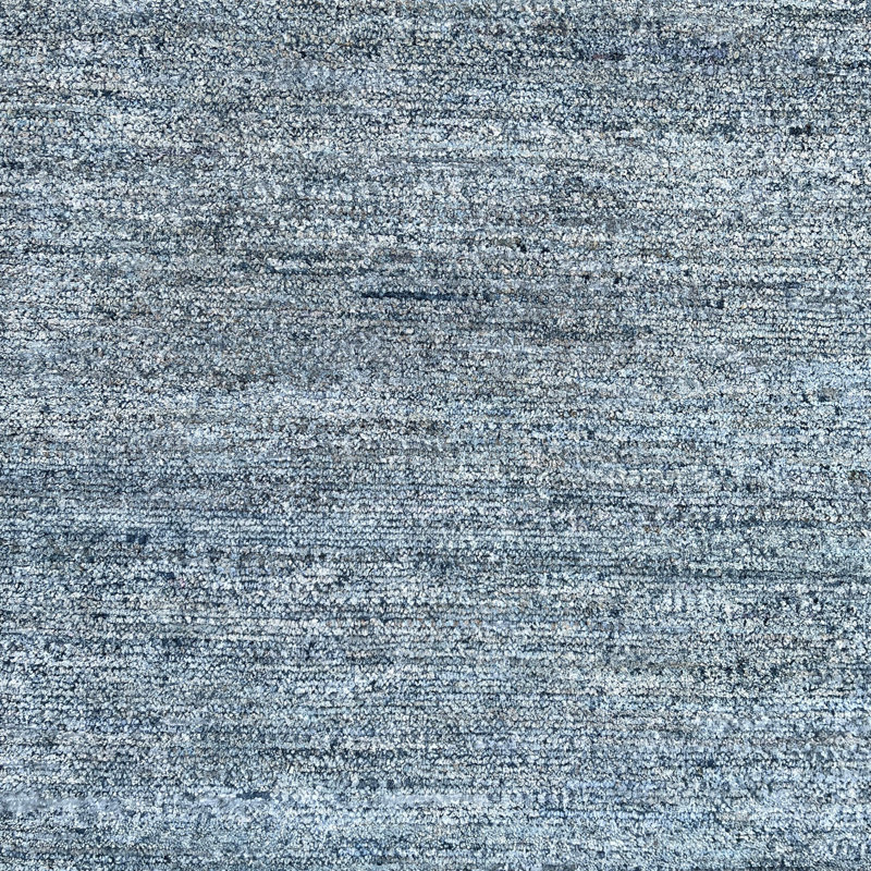 Blue Solid Textured Silk Rug - 8' x 10'