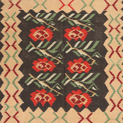 Tapis rouge / beige Veana